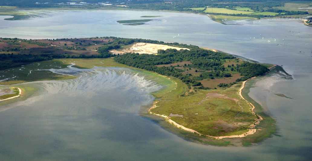 Aerial shot of Arne RSPB nature reserve, Dorset. Credit rspb-images