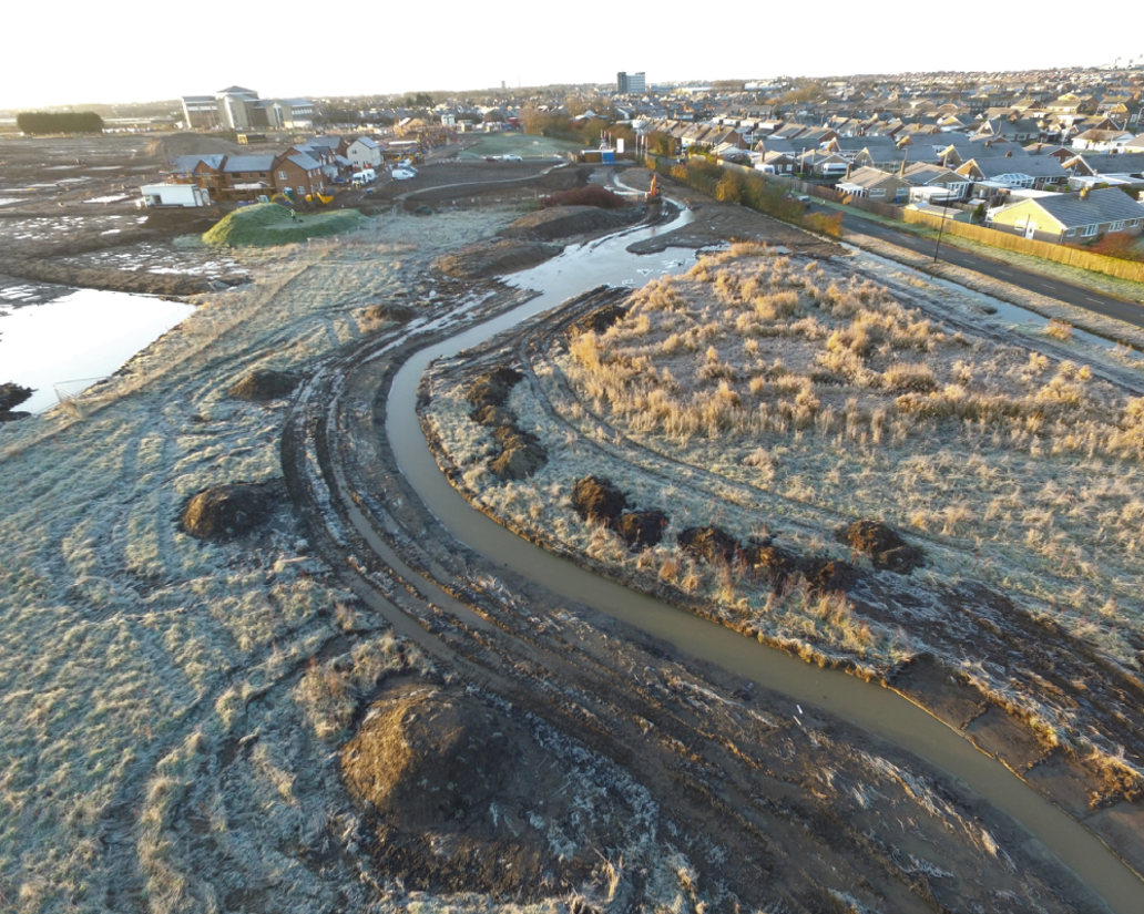 River Wyre re-meandering in Thornton-Cleveleys. Credit: Rivers Trust