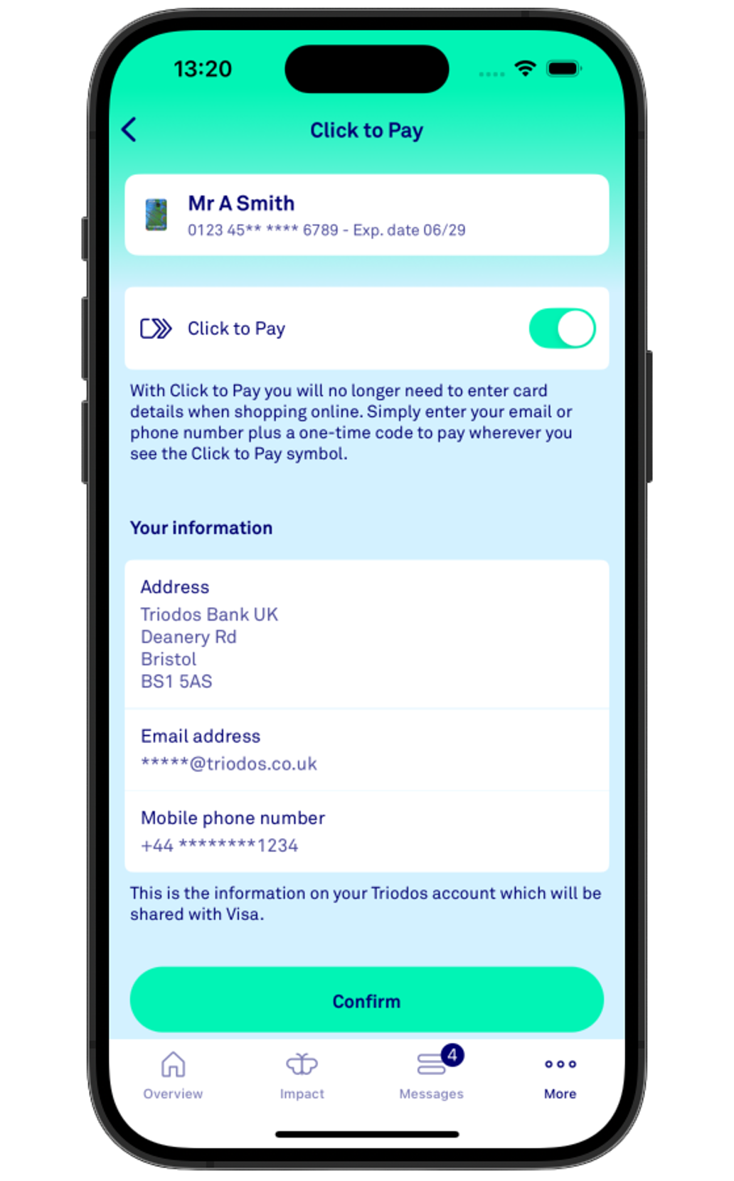 Finding Visa Click to Pay in the Triodos App